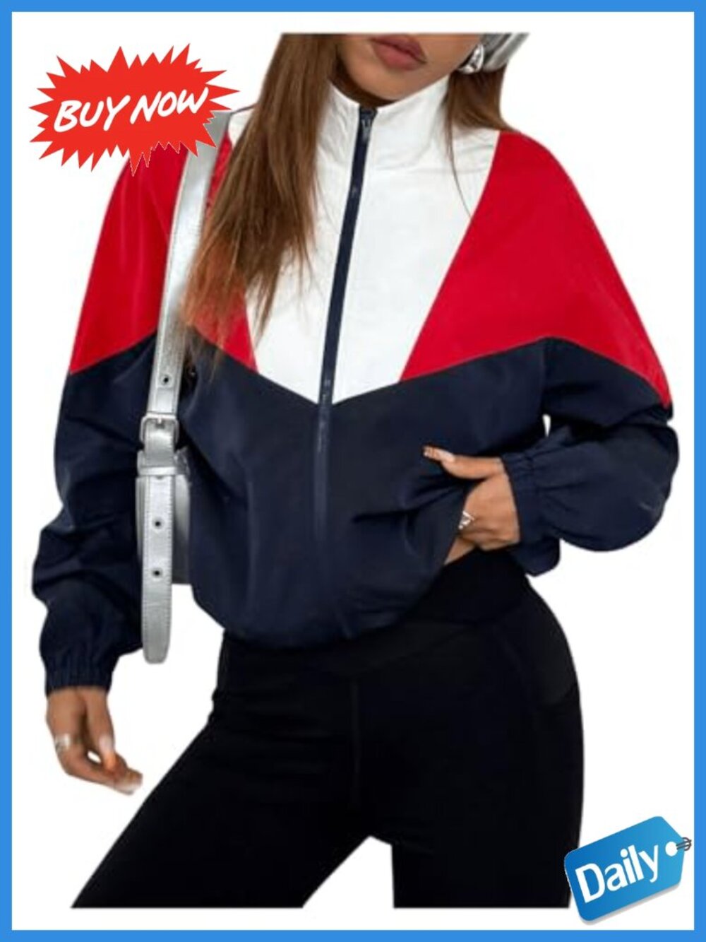 Lightweight Colorblock Zip Up Casual Jacket